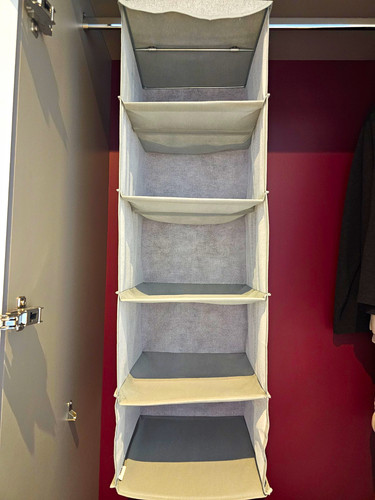 Grey fabric hanging wardrobe - hanging,